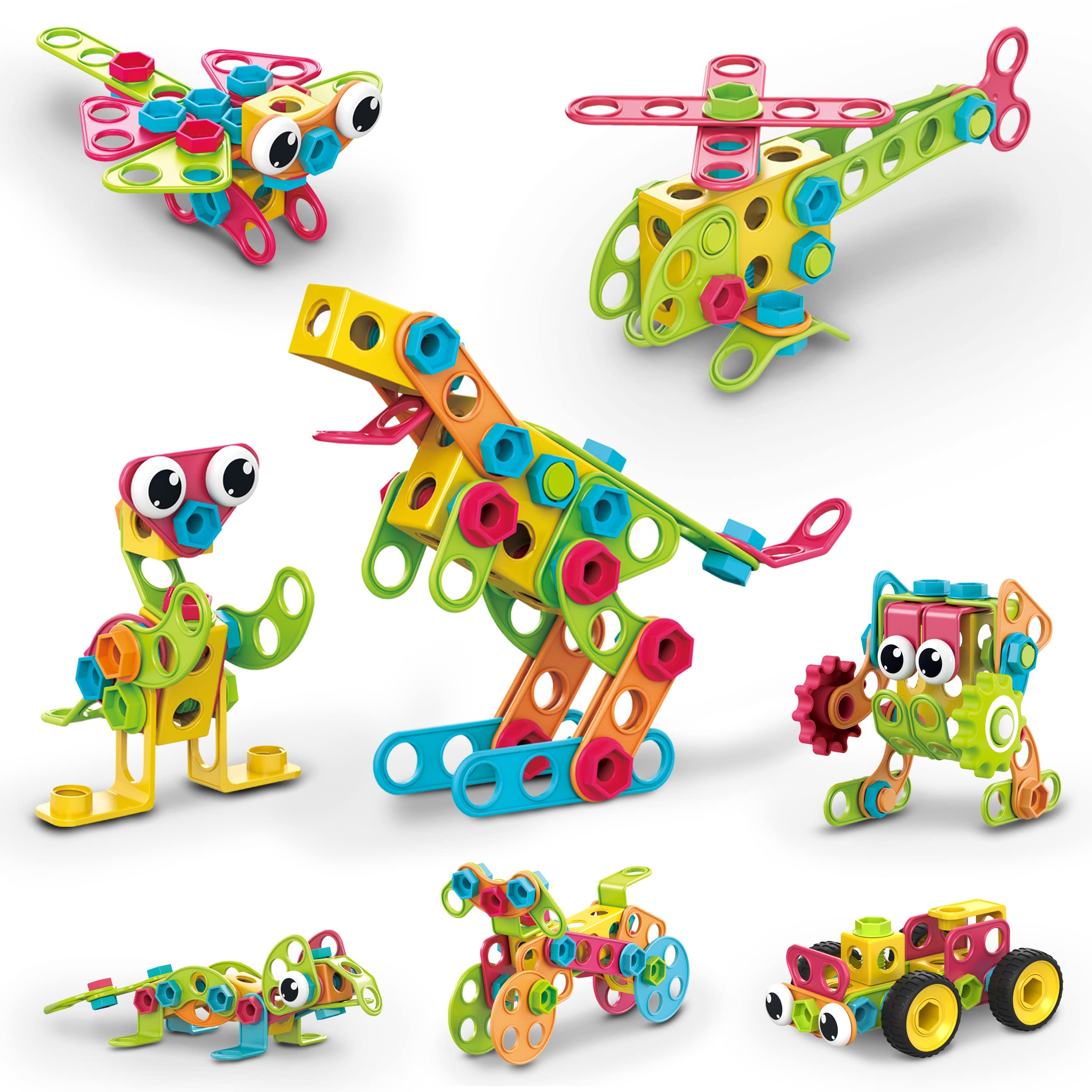 PicassoTiles 250 Piece STEM Building Blocks for Kids - Construction Engineering Learning Toys with Power Drill, Clickable Ratchet & Free Idea Book - Educational Playset for Ages 3+ (PTN250) | Perfect for Classroom STEM Activities, Birthday Gifts & Creative Playtime