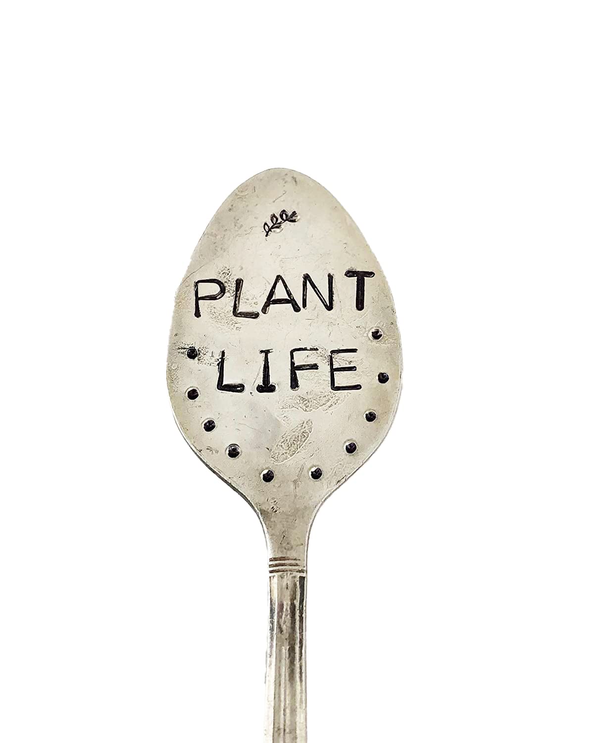 Silver Plated Spoon Garden Marker - Hand Stamped Plant Sign for Flower Pots, Herbs & Indoor Plants | Perfect for Herb Gardens, Succulent Arrangements & Outdoor Plant Labeling