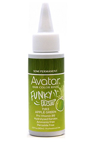 Avatar Funky Fruit Semi-Permanent Hair Dye - 2.8 oz Apple Green Vegan Hair Color Rinse for Vibrant Temporary Color - Perfect for Parties, Cosplay & Creative Hair Styling