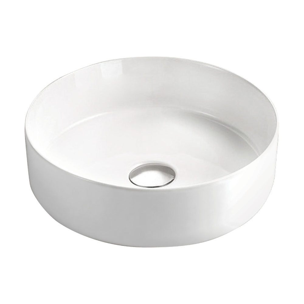 Fienza RB3134 Reba Above Counter Ceramic Bathroom Sink, Gloss White - Perfect for Modern Vanities and Powder Rooms
