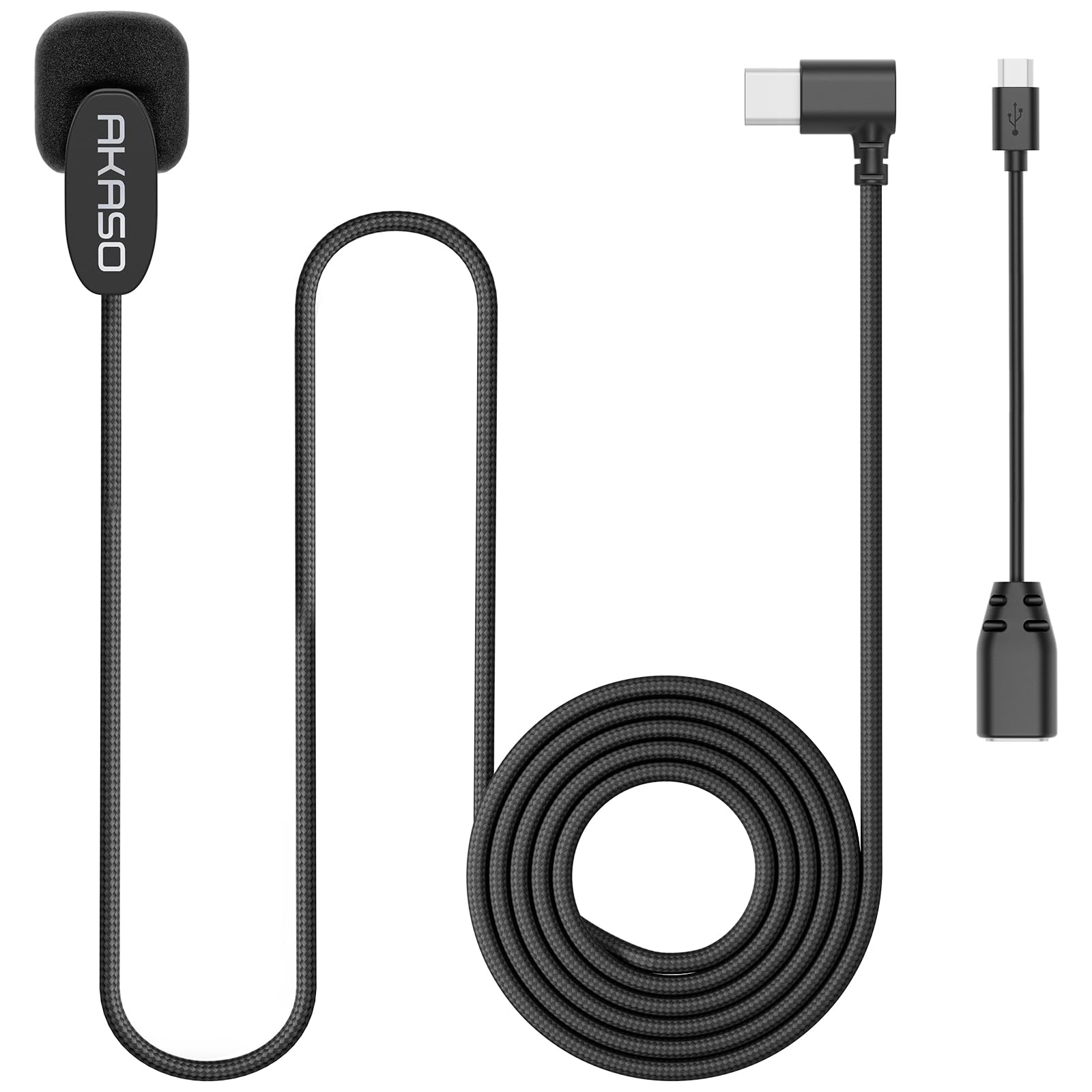 AKASO External Microphone for EK7000, EK7000 Pro, Brave 4, Brave 4 Pro, V50X & Brave 7 Action Cameras - USB Mic for Vlogging, YouTube & Outdoor Adventure Videos