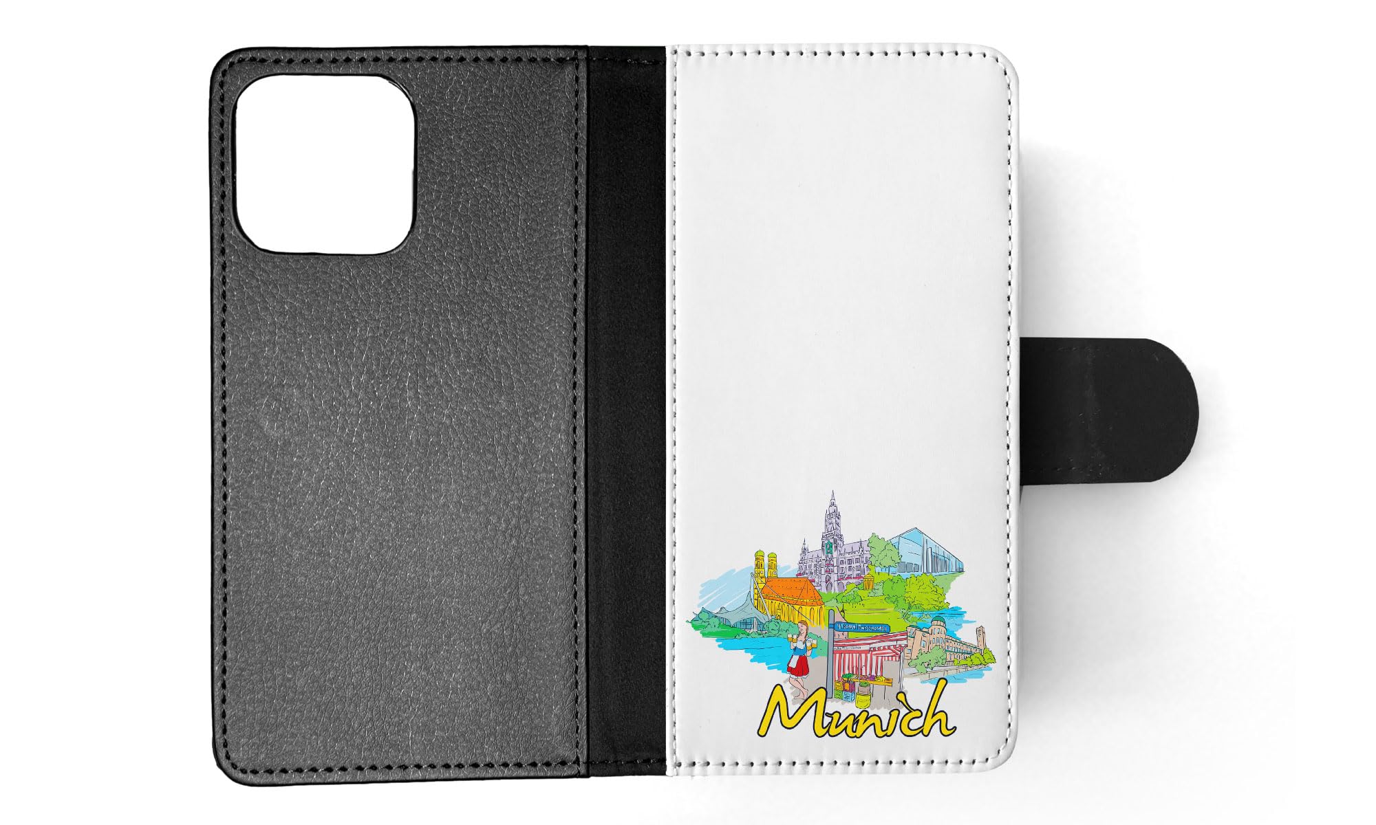 Premium Munich Germany FLIP Wallet Phone Case for Apple iPhone 15 Pro Max - Stylish Leather Card Holder & Protective Cover for Everyday Use