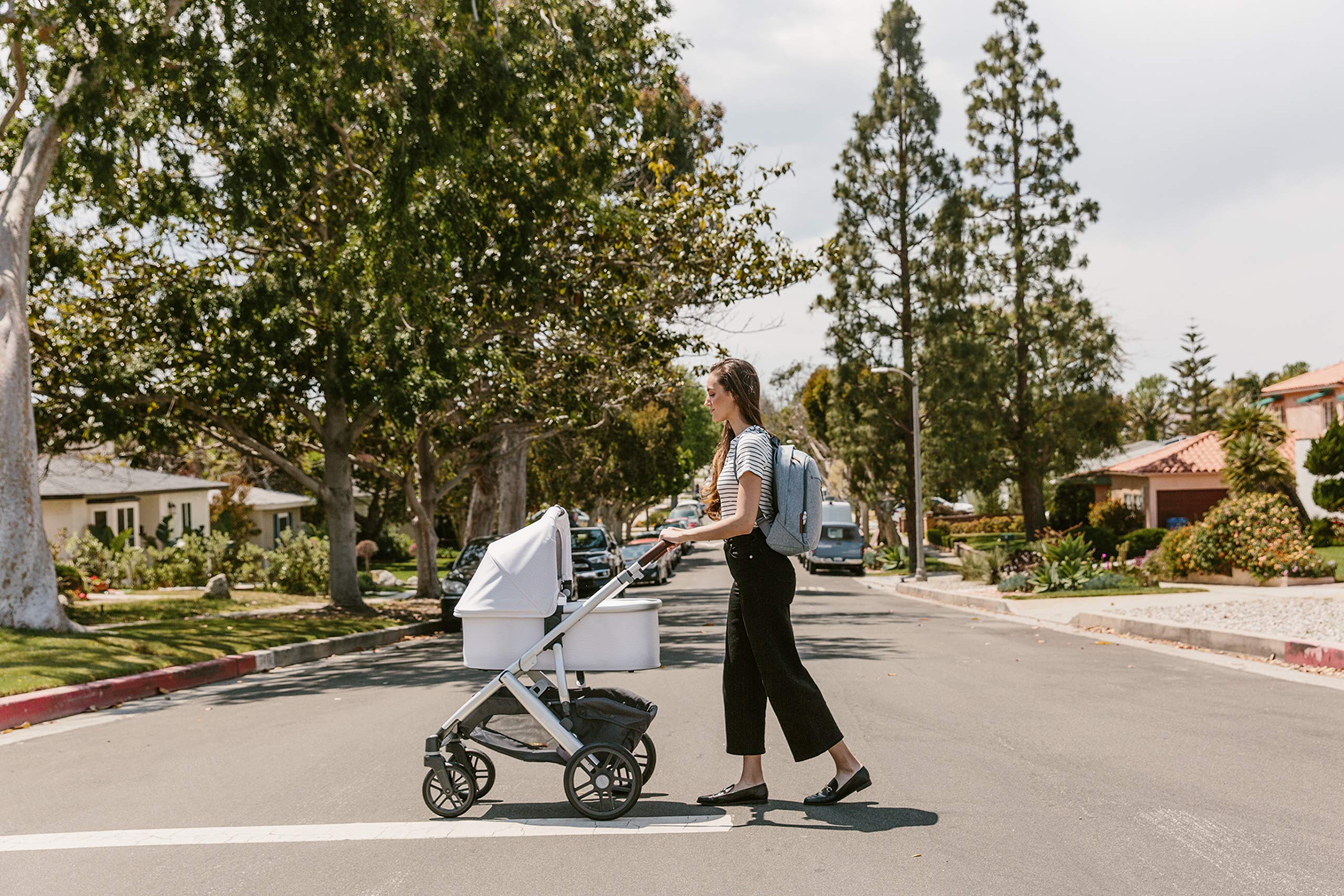 UPPAbaby Diaper Changing Backpack - JORDAN (Charcoal Melange/Black Leather) | Stylish Baby Essentials for Travel, Outings & Daily Use