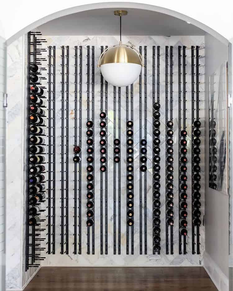 3FT Metal Wine Rack - Straight Wall Rails Holds 9 Bottles | Space-Saving Wine Storage for Kitchen, Bar, or Cellar Organization
