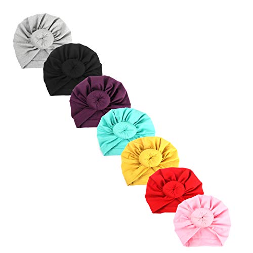 7pcs Baby Knot Turban Hats