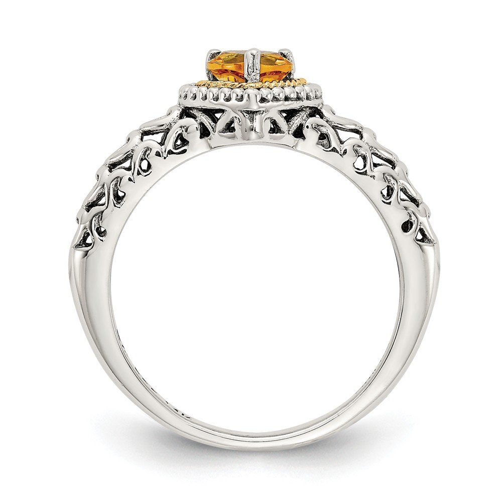 14K Yellow Gold & 925 Sterling Silver Citrine November Birthstone Engagement Ring for Women - Perfect for Proposals, Anniversaries, and Special Occasions