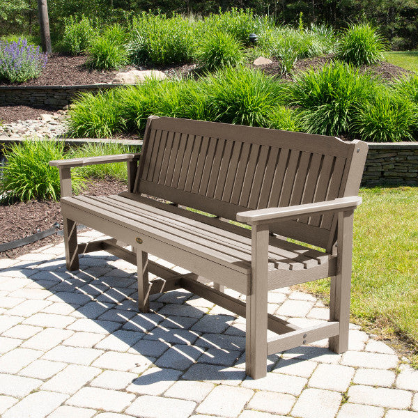 Premium Sequoia Wood Exeter 6-Foot Commercial Garden Bench - Heavy Duty Outdoor Patio, Park & Backyard Seating for Relaxation & Socializing