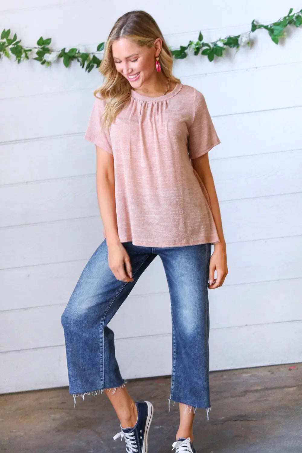 Elegant Mauve Tie Back Crinkle Floral Blouse for Women | Summer Boho Chic Tunic Top | Perfect for Beach Vacations & Date Nights