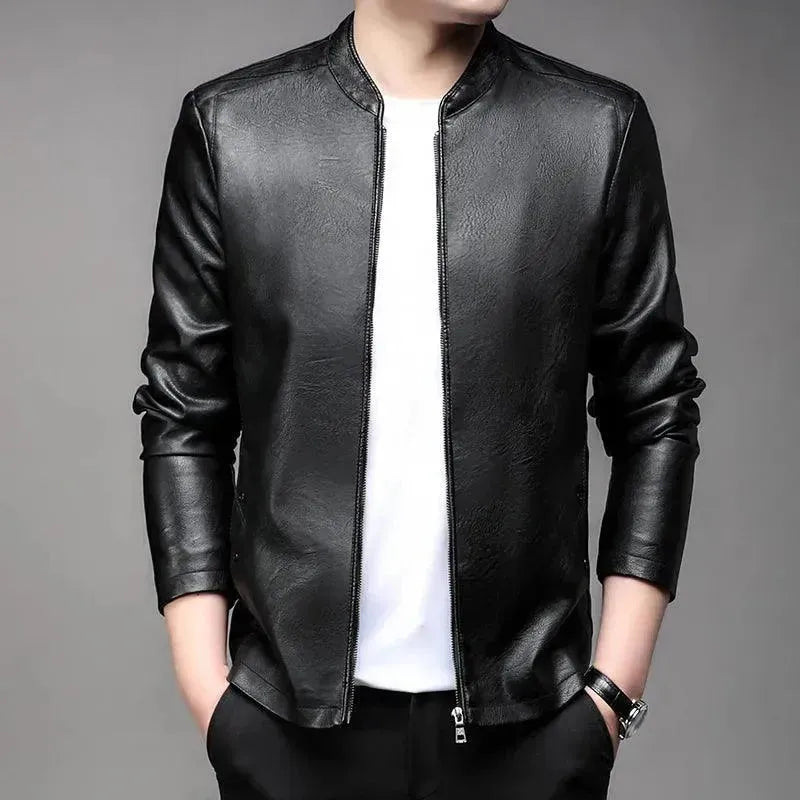 Modern Slim Fit Men's Leather Jacket - Premium Genuine Leather Biker Jacket for Men - Stylish Outerwear for Motorcycle Riding, Casual Wear & Night Out