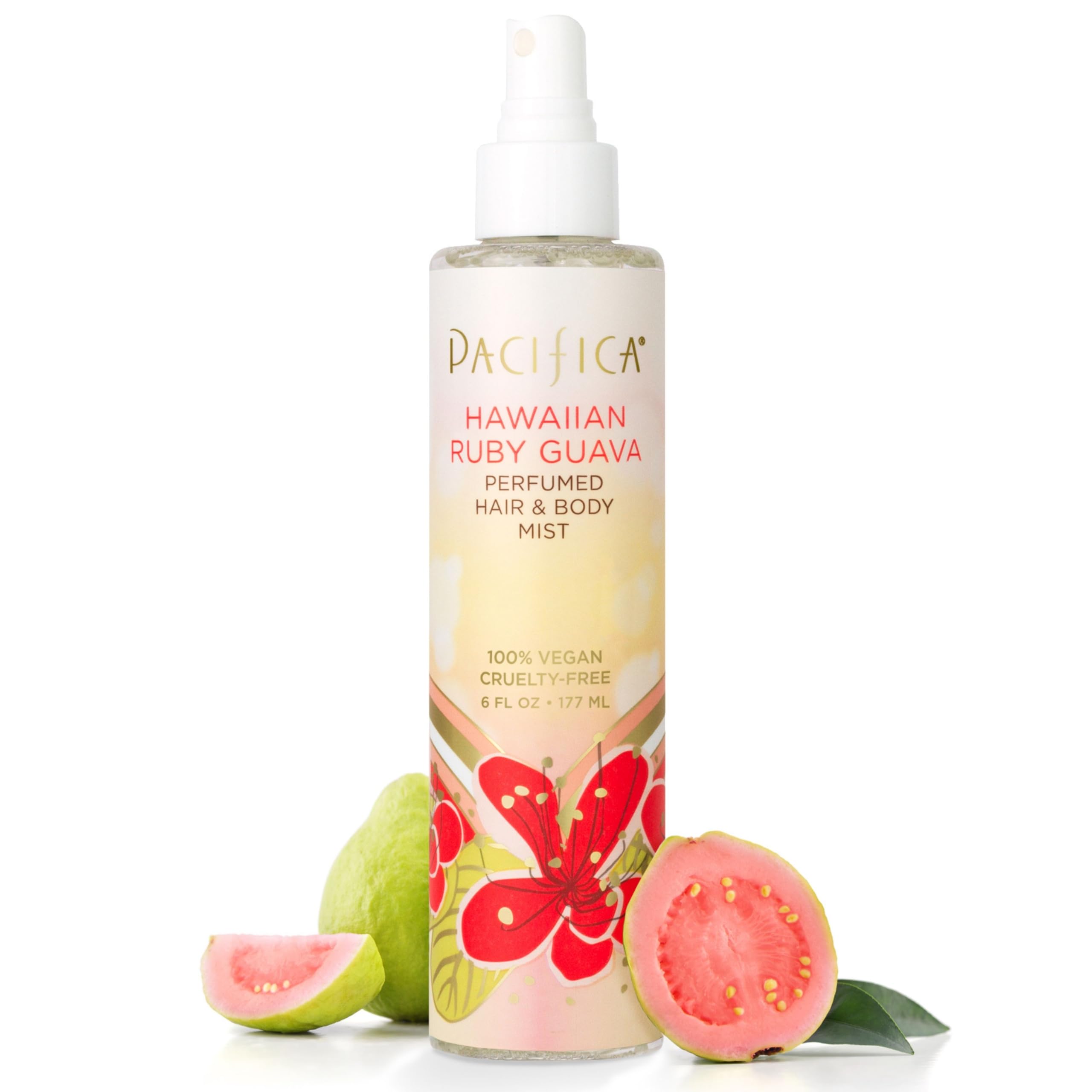 Pacifica Hawaiian Ruby Guava Perfumed Hair & Body Mist for Women - 6 oz Floral Tropical Scent | Lightweight Hydrating Spray for Beach, Vacation & Everyday Use
