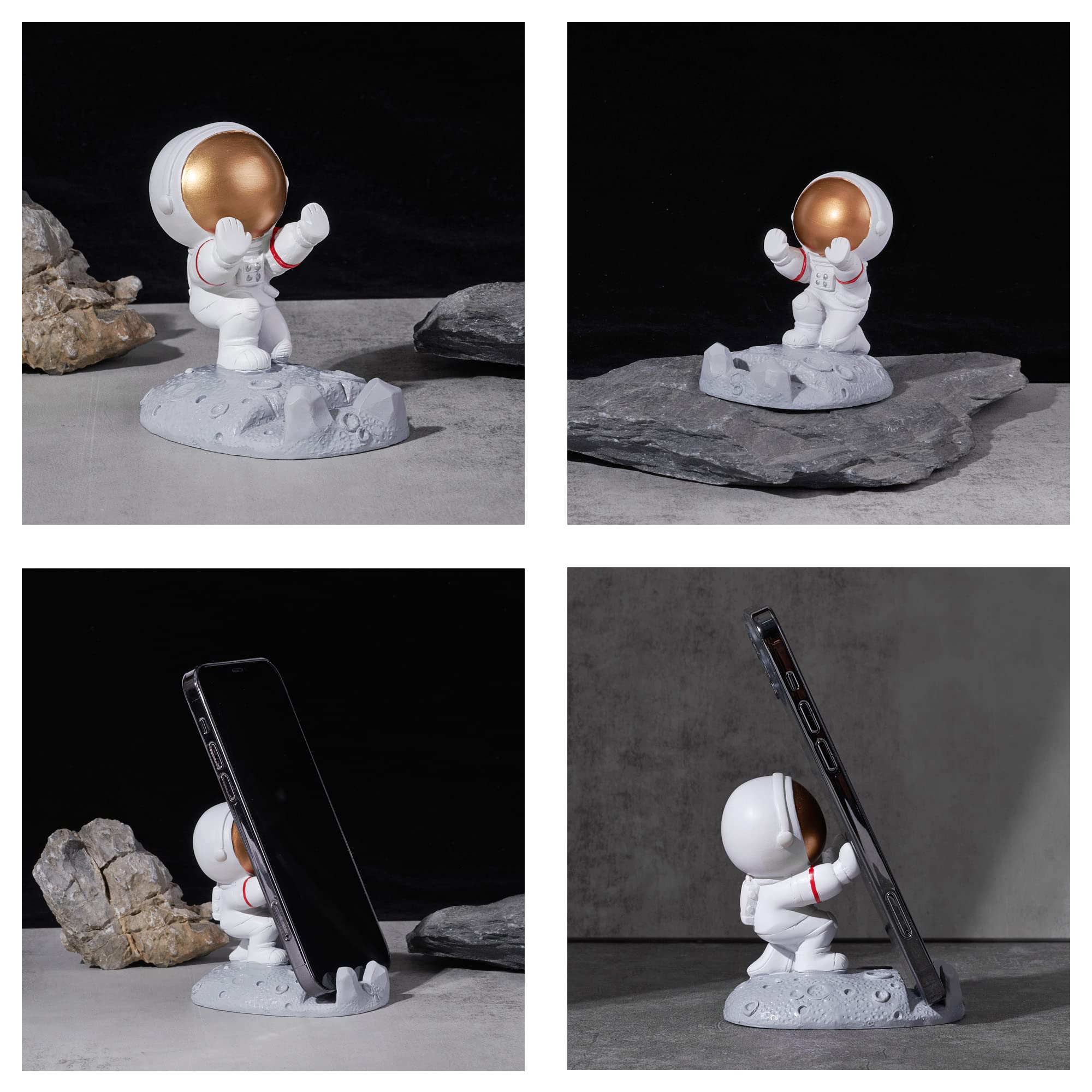 Creative Astronaut Cell Phone Stand - Spaceman Phone Holder for Desk, Pushing Hands Design | Perfect for Office Decor, Gift Ideas & Space-Themed Room Accessories