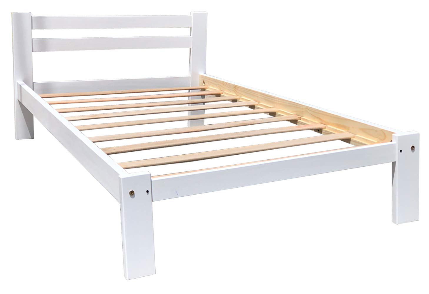 White Twin Bed with Trundle - Solid Pine Wood Frame with Hardwood Slats - Kids Bedroom Furniture for Boys & Girls - Perfect for Sleepovers, Small Spaces & Guest Rooms