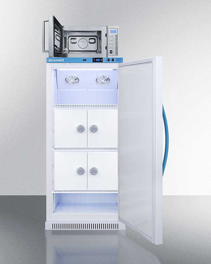 Accucold 8 cu.ft. MOMCUBE Breast Milk Refrigerator with Interior Lockers & Microwave Combo - MLRS8MCLK SCM1000SS - Perfect for Hospitals, Daycares & Breastfeeding Moms
