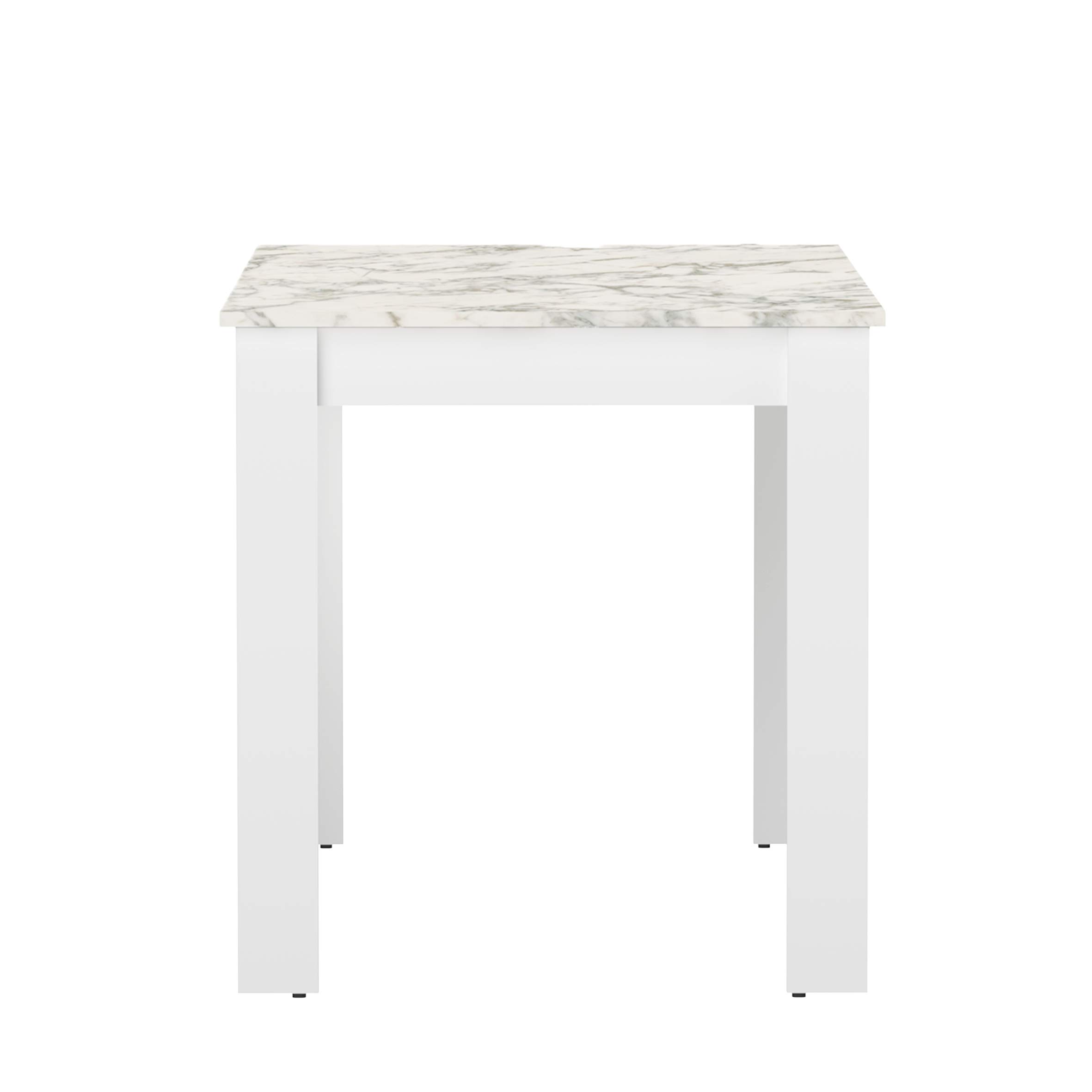 Symbiosis White Marble Look Dining Table - 43.3 x 27.6 x 28.9 Inches (110x70x73.4cm) - Modern Kitchen & Dining Room Furniture for Small Spaces