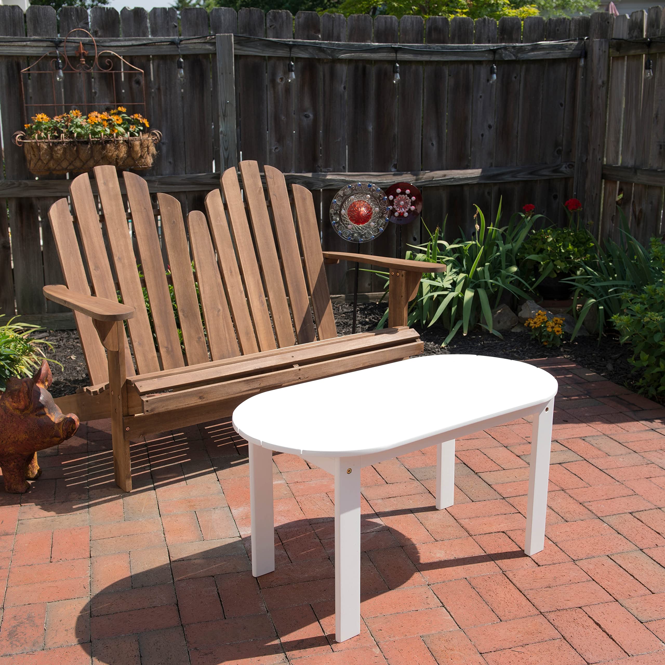 Linon Gavil White Adirondack Coffee Table - Outdoor Patio Furniture for Garden, Deck, and Poolside Relaxation