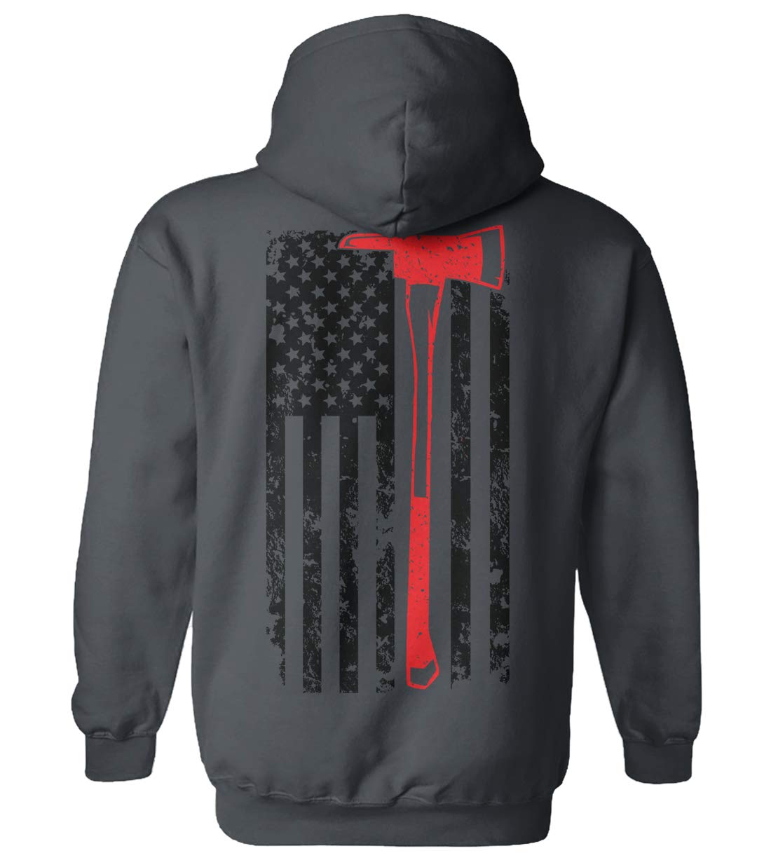 Tcombo Fire Axe USA Flag Hoodie - Firefighter Unisex Sweatshirt for Outdoor Work
