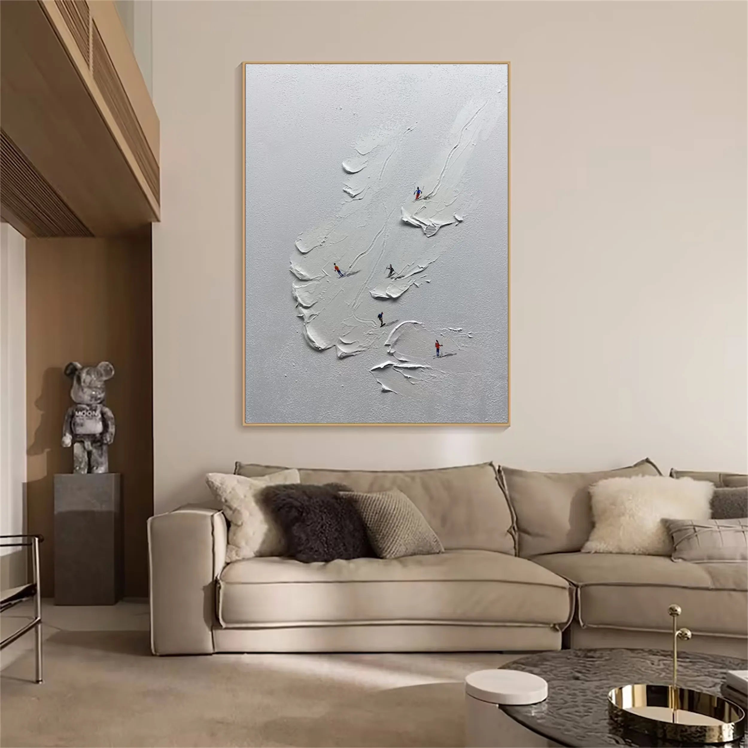 Premium Skiing Sport Art Textured Canvas Painting - Winter Sports Wall Decor for Home & Office (Style #MM221) | Perfect for Ski Lodge, Mountain Cabin & Sports Enthusiast Gifts