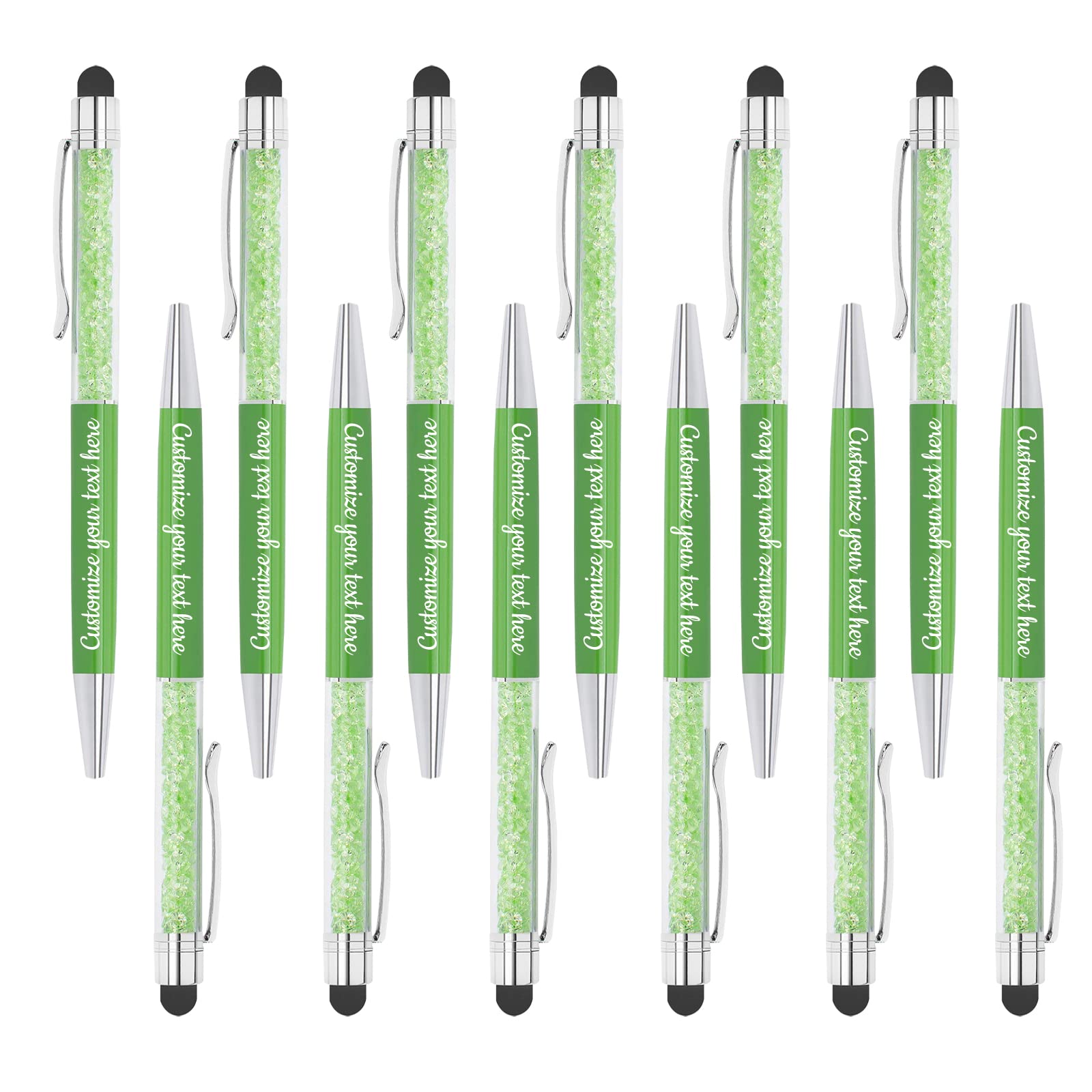 Premium Crystal Crushed Diamond Signature Pen Set - Personalized Engraved Ballpoint Pens for Couples, iPad Stylus & Writing - 300 PCs Bulk - Ideal for Birthdays, Graduation Gifts & Corporate Events