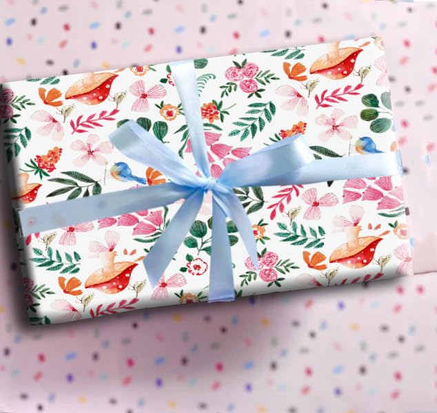AccuPrints Premium Gift Wrapping Paper Set - 10 Sheets Floral Design, 20x30 Inches, Vibrant Multicolor for Birthday, Christmas & Party Presents