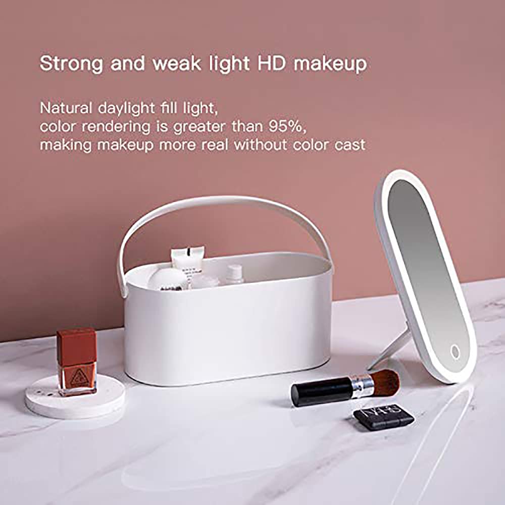 Portable LED Makeup Organizer with Mirror - Travel & Home Use