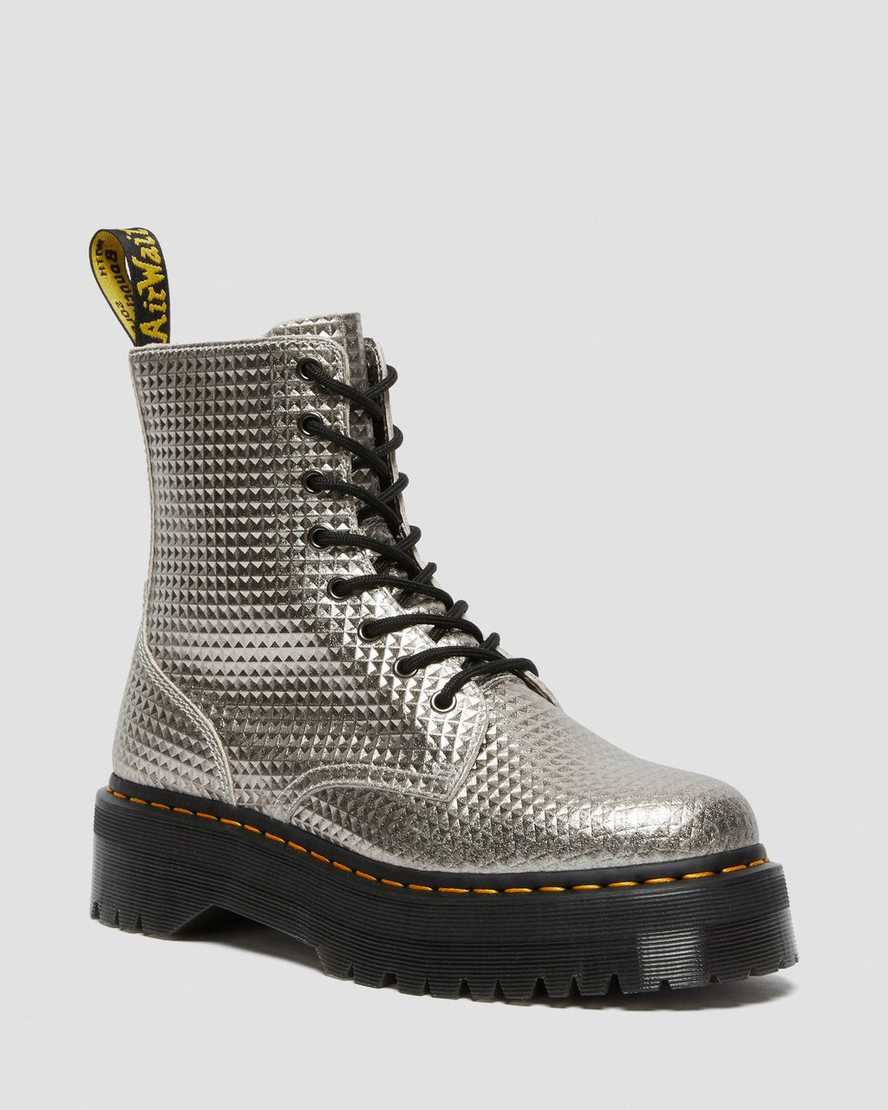 Dr. Martens Jadon Silver Stud Embossed Leather Platform Boots for Women - Punk Style Chunky Sole Ankle Booties for Concerts, Festivals & Edgy Outfits