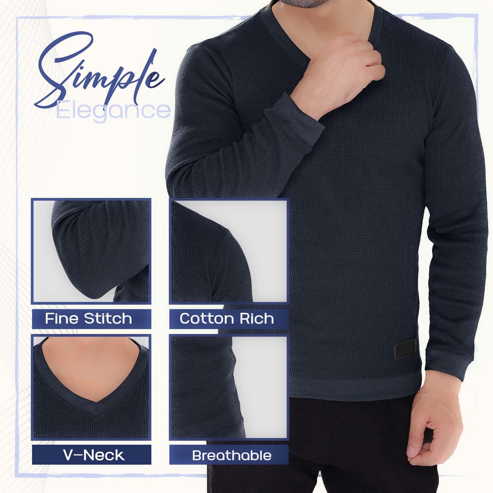 Men's Long Sleeve Waffle Thermal Shirt - Soft Knit Sweater & Comfortable Sweatshirt for Winter Warmth | Perfect for Outdoor Activities, Camping & Casual Wear