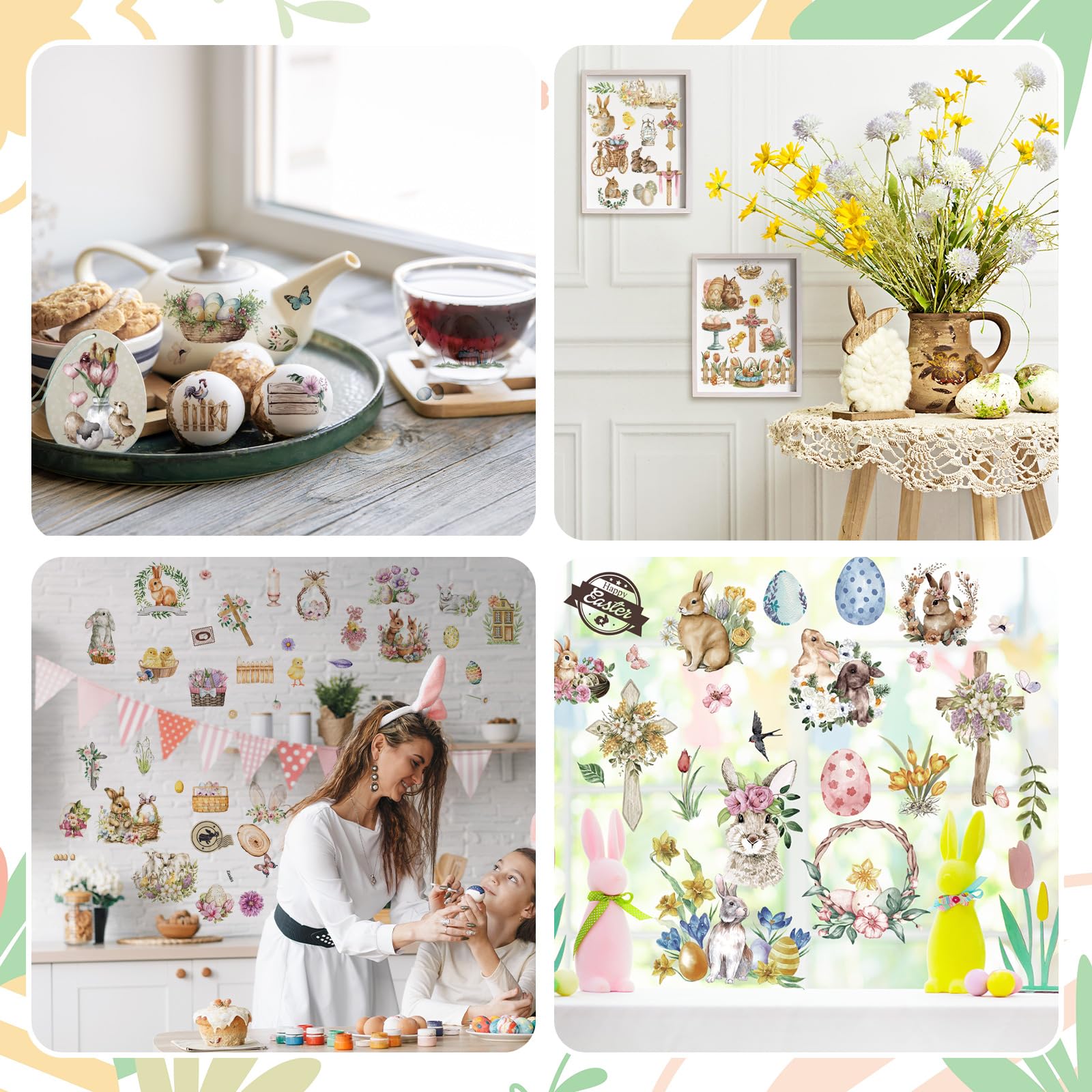25 Sheets Easter Rub-On Transfer Stickers - DIY Crafts, Furniture Decor, Easter Bunny Egg Truck Garland - Wood, Fabric, Home DIY Projects (5.9