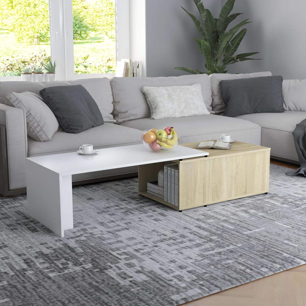 Expandable Coffee Table with Hidden Storage - Modern Narrow End Table for Living Room, Office & Dining - 59.1