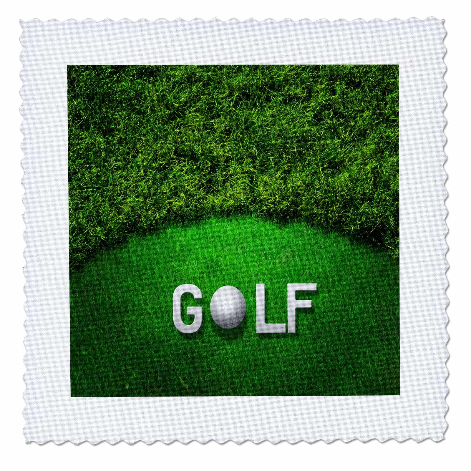 3dRose Golf Ball with 'Golf' Word on Golf Course - 10x10 Inch Quilt Square (qs_213701_1) - Perfect for Golf Lovers, Home Decor & DIY Craft Projects