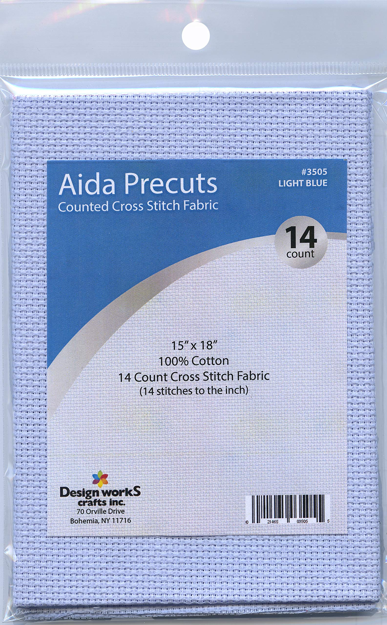 Design Works Crafts 14 Counted Cross Stitch Light Pre-Cut Aida Fabric in Blue & Gold - Perfect for DIY Embroidery Projects, Home Decor, and Handmade Gifts