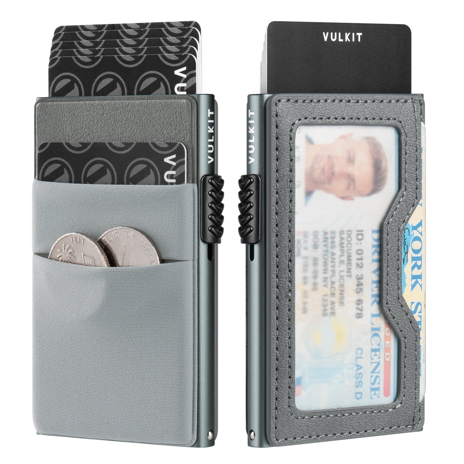VC306 Elastic Cloth & Leather Slim Wallet with Clear ID Window - Perfect for Cash, Coins, Credit Cards & Daily Essentials | Ideal for Travel, Work & Everyday Use