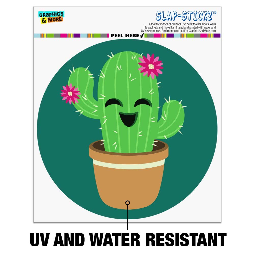 Adorable Cactus in Pot with Pink Flowers - Car Window Decal & Bumper Sticker for Automotive Decor - Perfect for Car Lovers, Office Decor, and Gift Ideas