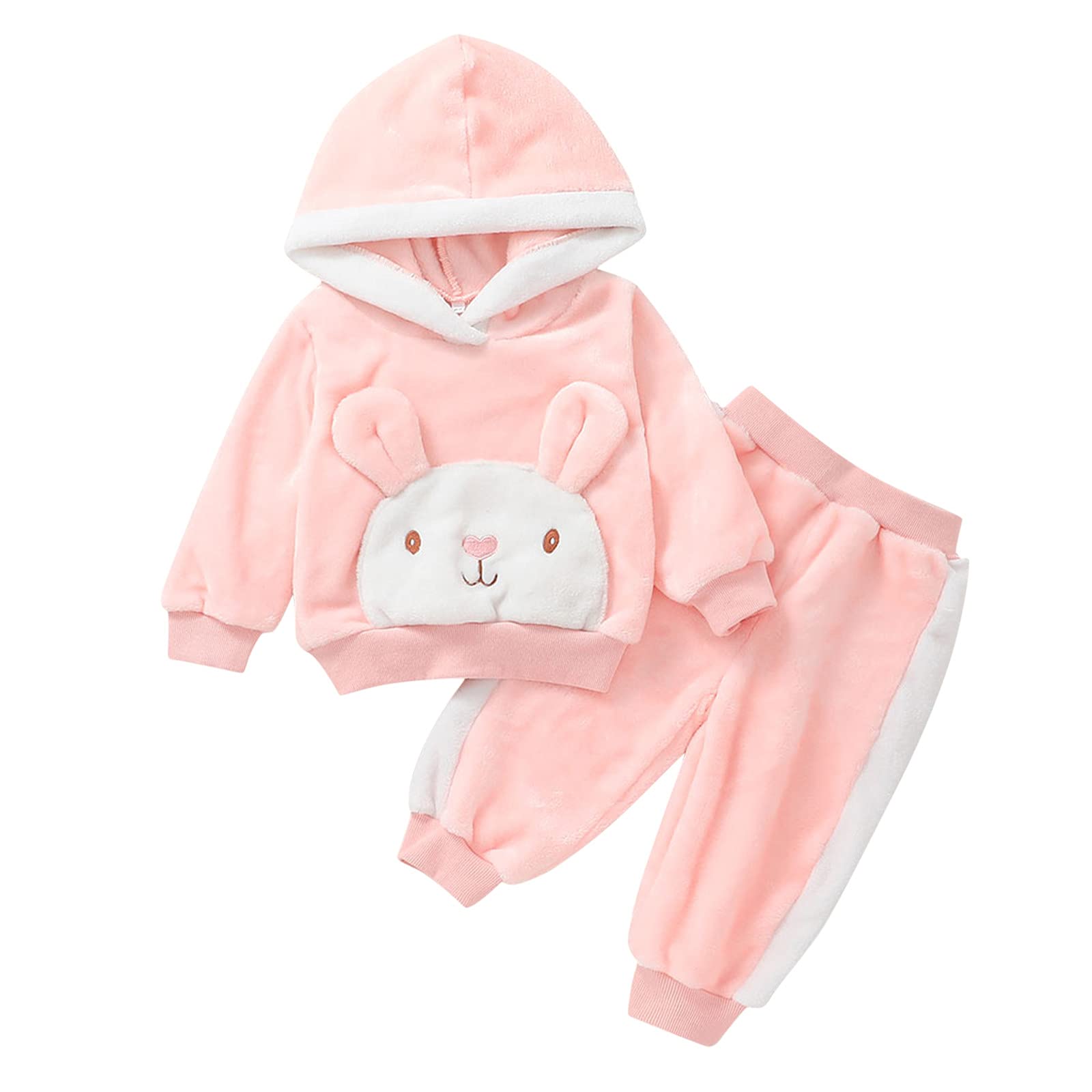 Adorable Animal Print Hooded Fleece Outfits for Baby Girls & Boys - Winter Long Sleeve Sweatshirt & Pants Set | Cozy Playtime & Outdoor Adventures
