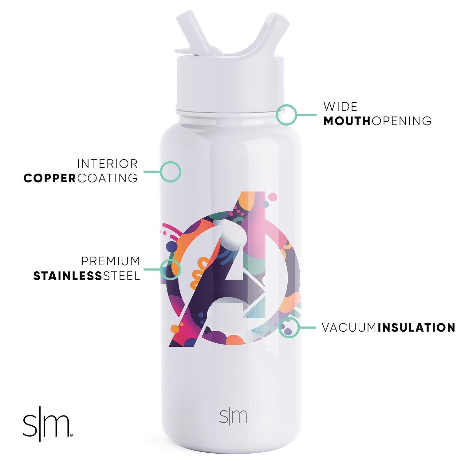 Marvel Summit Water Bottle - Insulated Stainless Steel Thermos for Hydration - Perfect for Gym, Hiking & Outdoor Adventures