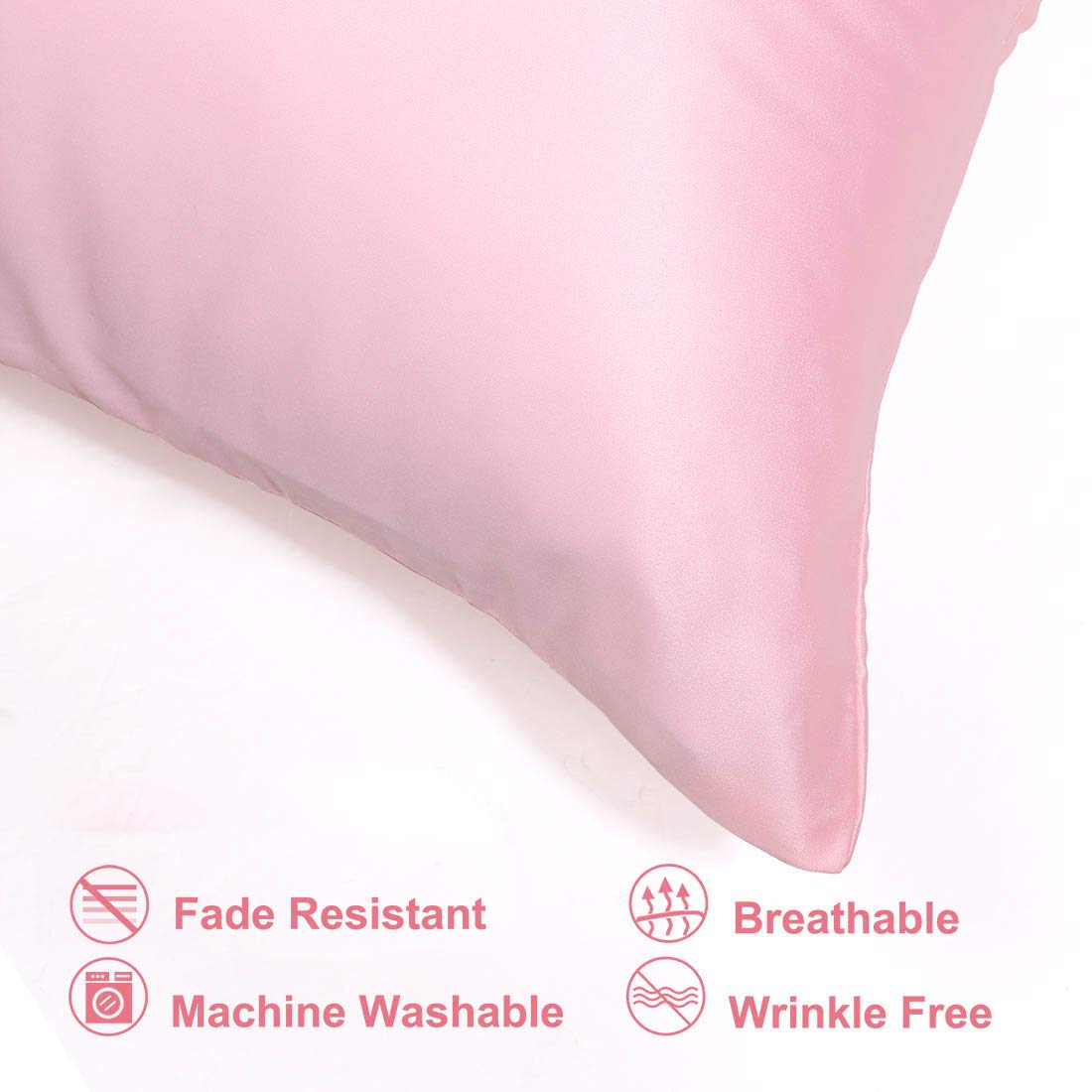 Luxury Satin Pillowcase Set of 2 with Zipper - 14x20 Inches Super Soft Silky Pillow Cover for Travel & Home - Blush Pink for Better Sleep & Hair Care