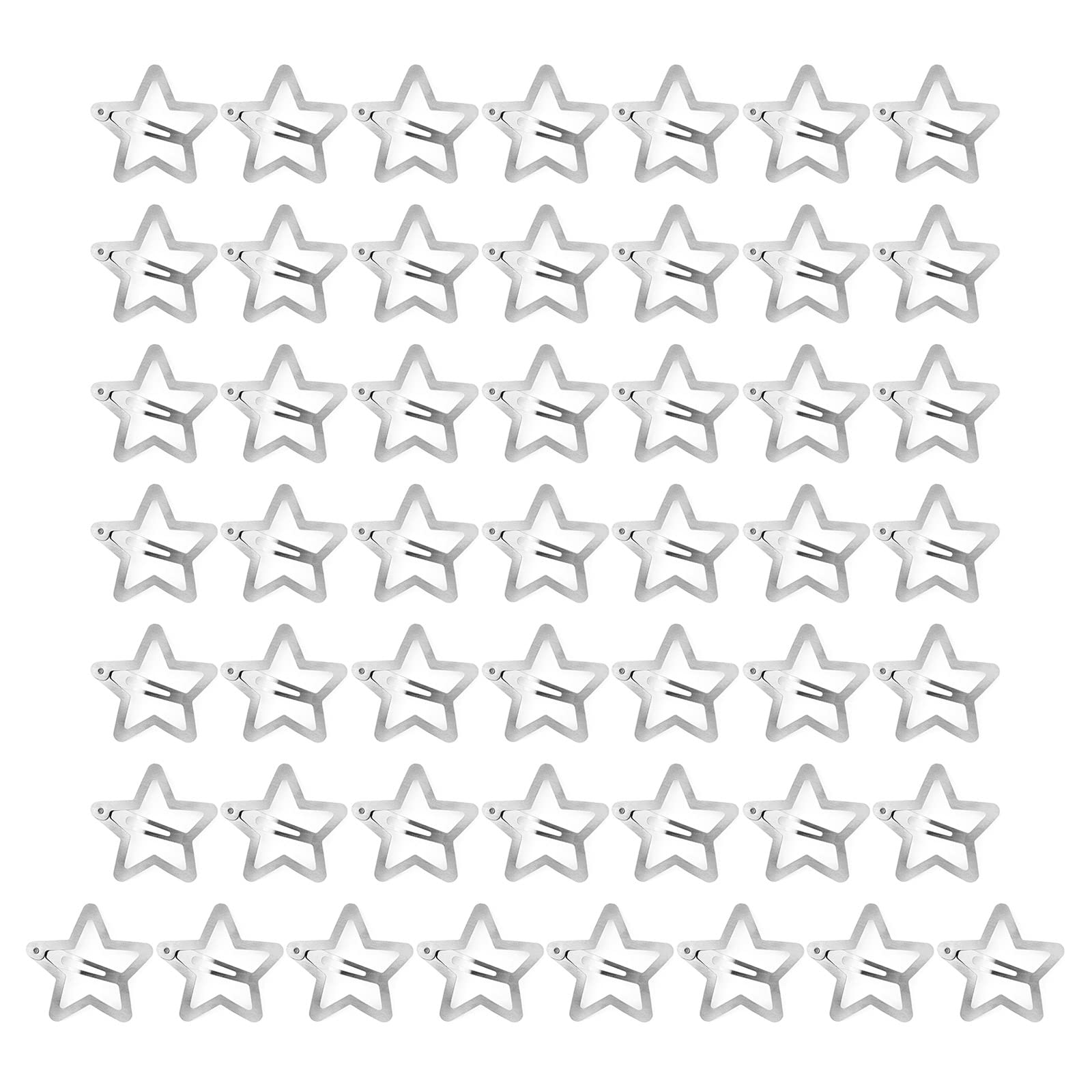 50pcs Silver Metal Star Hair Clips - Hollow Pentagram Hairpins 4CM for Women & Girls | Y2K Fashion Hair Accessories | Perfect for Parties, Cosplay & Everyday Wear