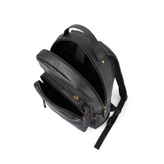 BP011 Genuine Leather Rounded Backpack for Men & Women - Stylish & Durable Black Leather Backpack for Travel, Work & School