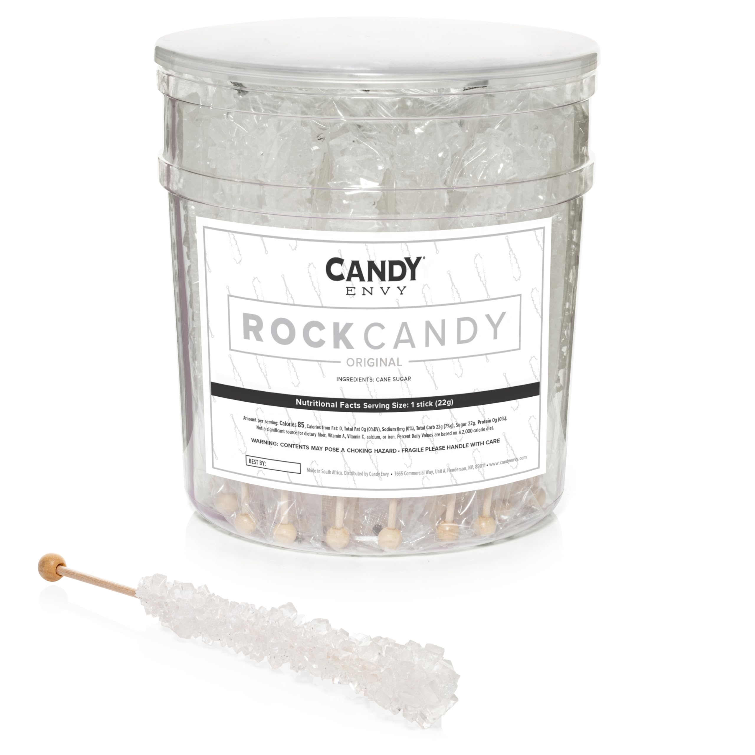 Original Sugar Flavored White Rock Candy Sticks - 36 Individually Wrapped - Perfect for Parties, Weddings & DIY Candy Buffets