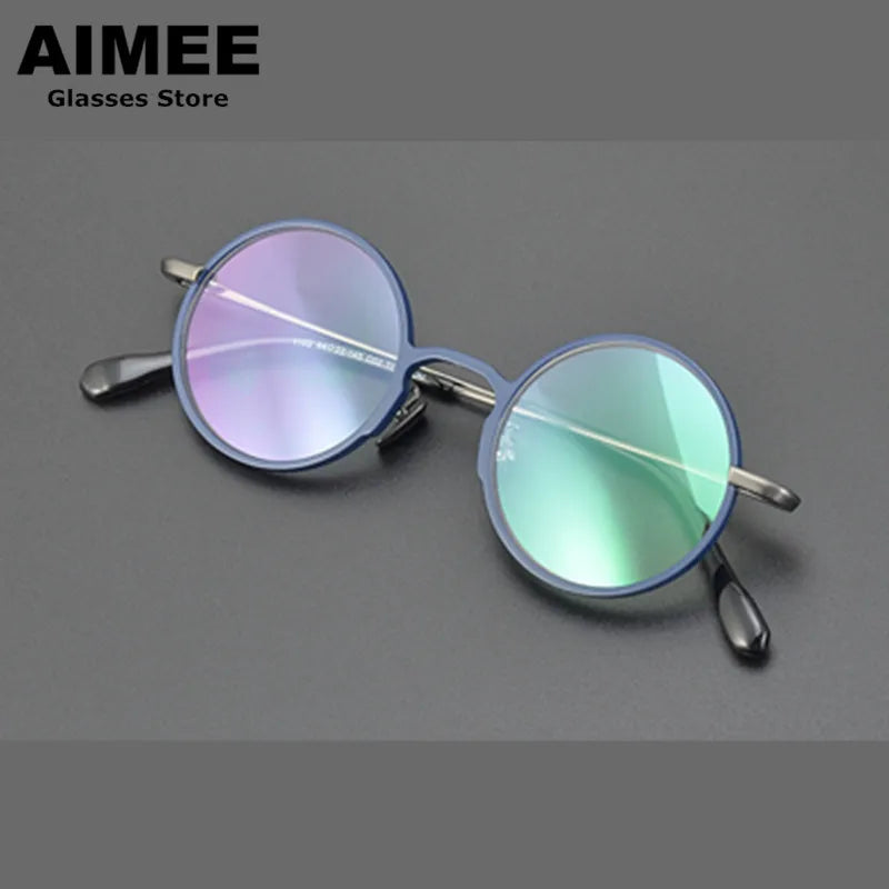 Stylish Unisex Full Rim Round Titanium Eyeglasses Frame 1102 - Lightweight & Durable for Work, Reading & Everyday Wear