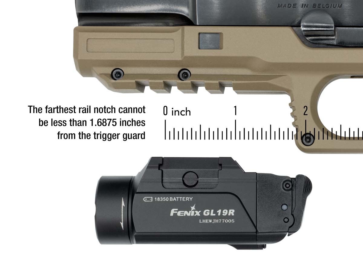 Fenix GL19R Rechargeable Tactical Flashlight for Handguns - Compact Weapon Light with High Lumens for Home Defense, Hunting & Outdoor Adventures (Discontinued Model)