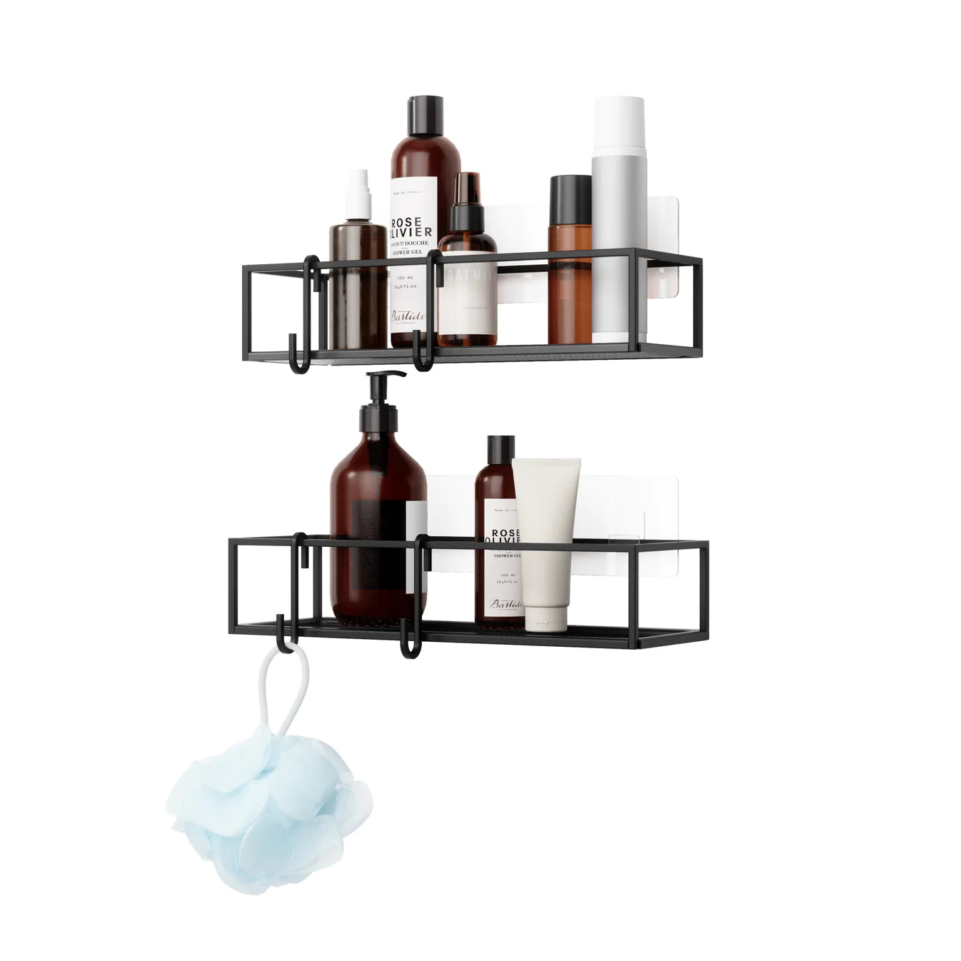 Cubiko Shower Storage Bins Set of 2 - Waterproof Bathroom Organizer for Shampoo, Soap & Toiletries - Perfect for Shower Caddy, Bathroom Shelves & Spa Organization