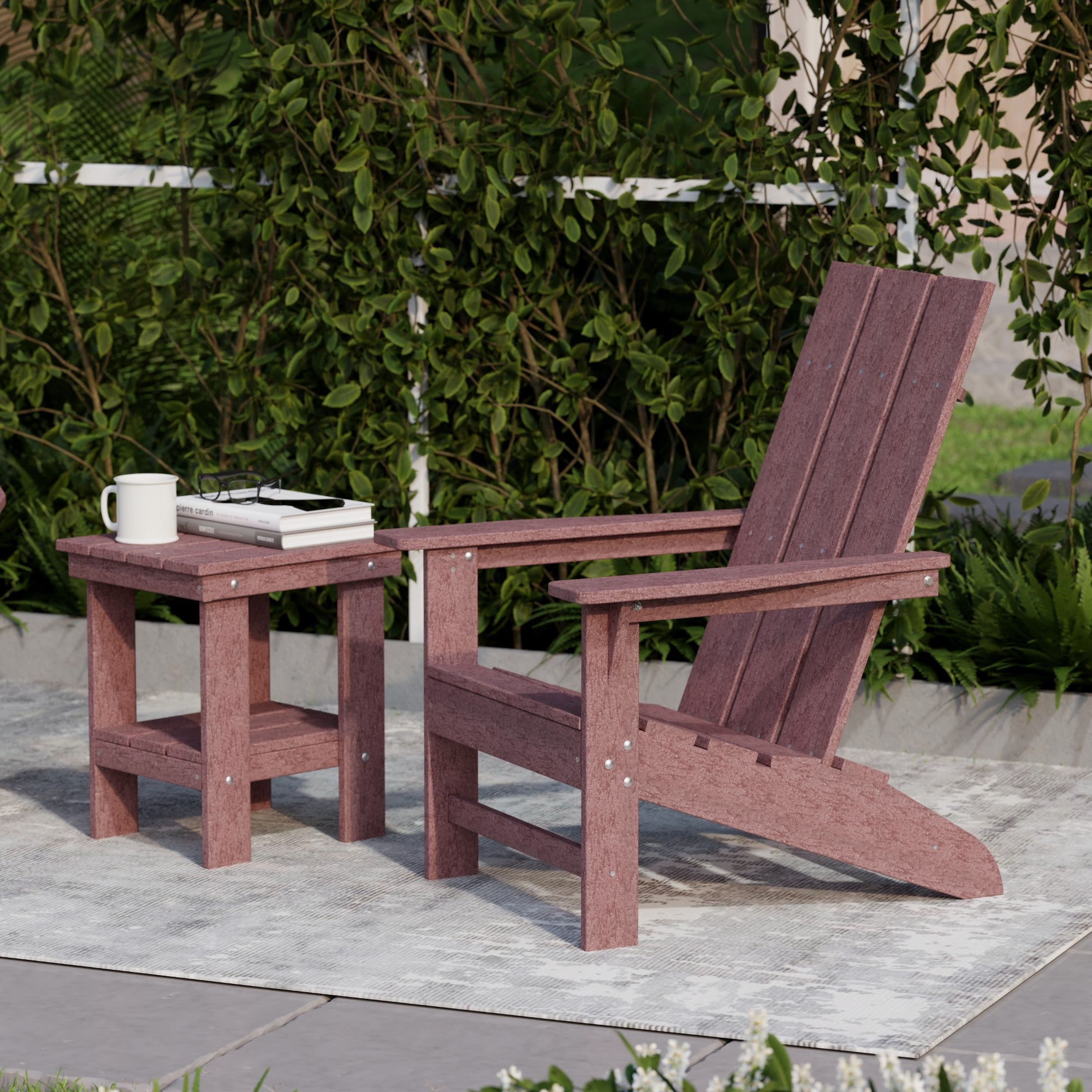 Freedom 3-Piece Modern Adirondack Chair Set with Side Table - Outdoor Patio Furniture for Backyard, Garden & Poolside Relaxation