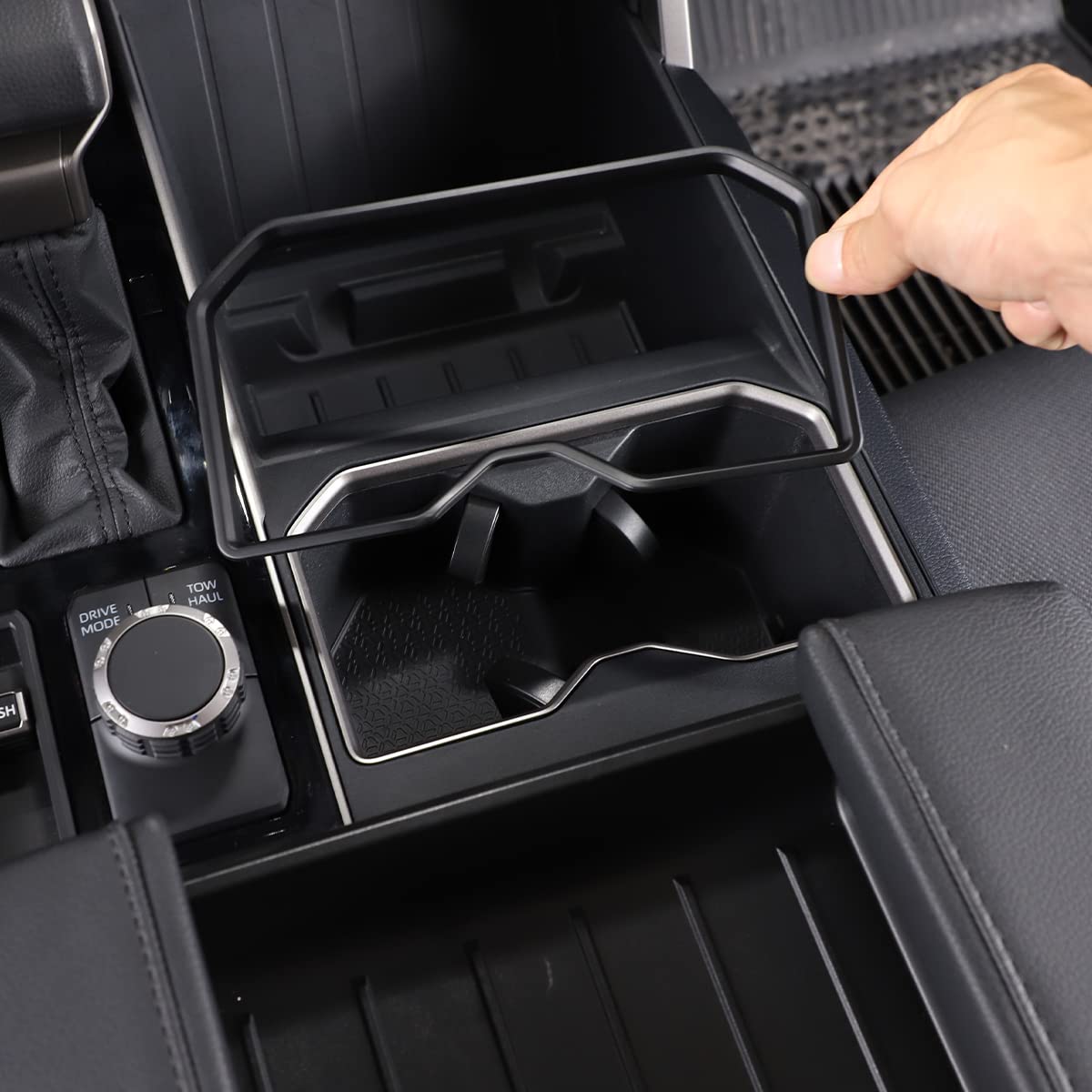 Premium Car Cup Holder Cover Trim for Toyota Tundra & Sequoia 2022-2024 - Durable Interior Accessories in Matte Black | Perfect for Spill Protection & Stylish Car Decor