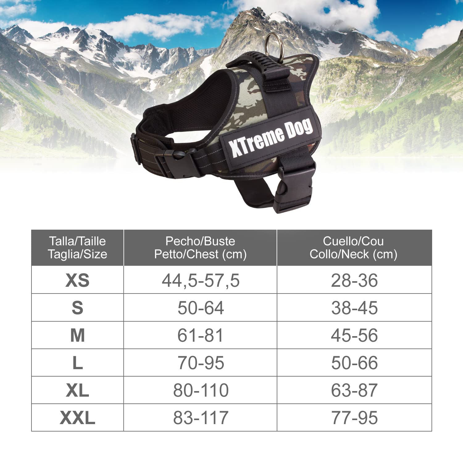 **Xtreme Dog Harness - Camouflage XS (44-57 cm) - Adjustable & Durable Pet Harness for Small Dogs - Perfect for Hiking, Running & Outdoor Adventures**