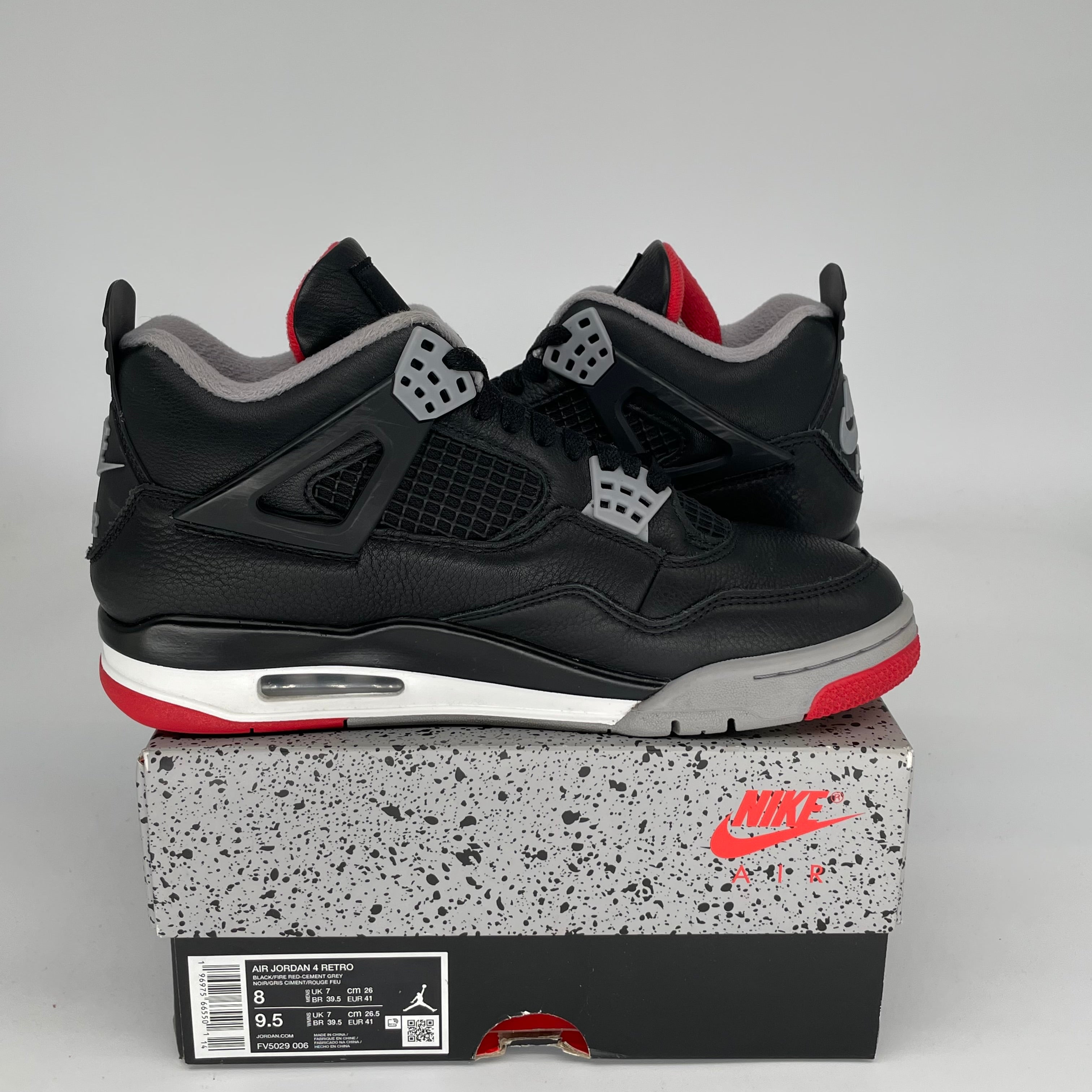 Original Air Jordan 4 Bred Reimagined Men's/Women's Shoes Size 8/9.5W - FV5029-006 | Retro Basketball Sneakers for Streetwear & Casual Outfits