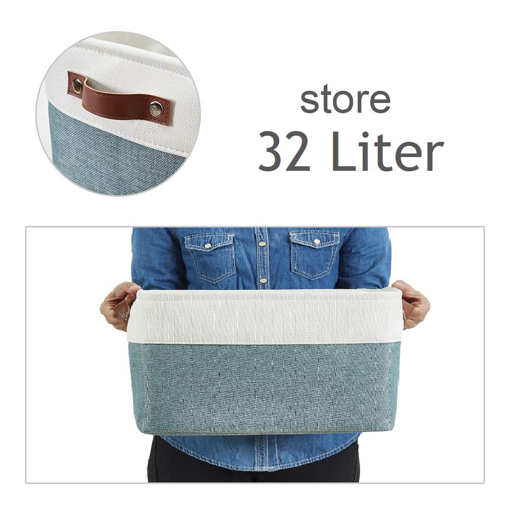 DECOMOMO Fabric Storage Bins - XL 3-Pack Organizing Baskets for Shelves, Closet, Nursery & Toy Storage | Green & White | Perfect for Home Organization & Kids Room Decor