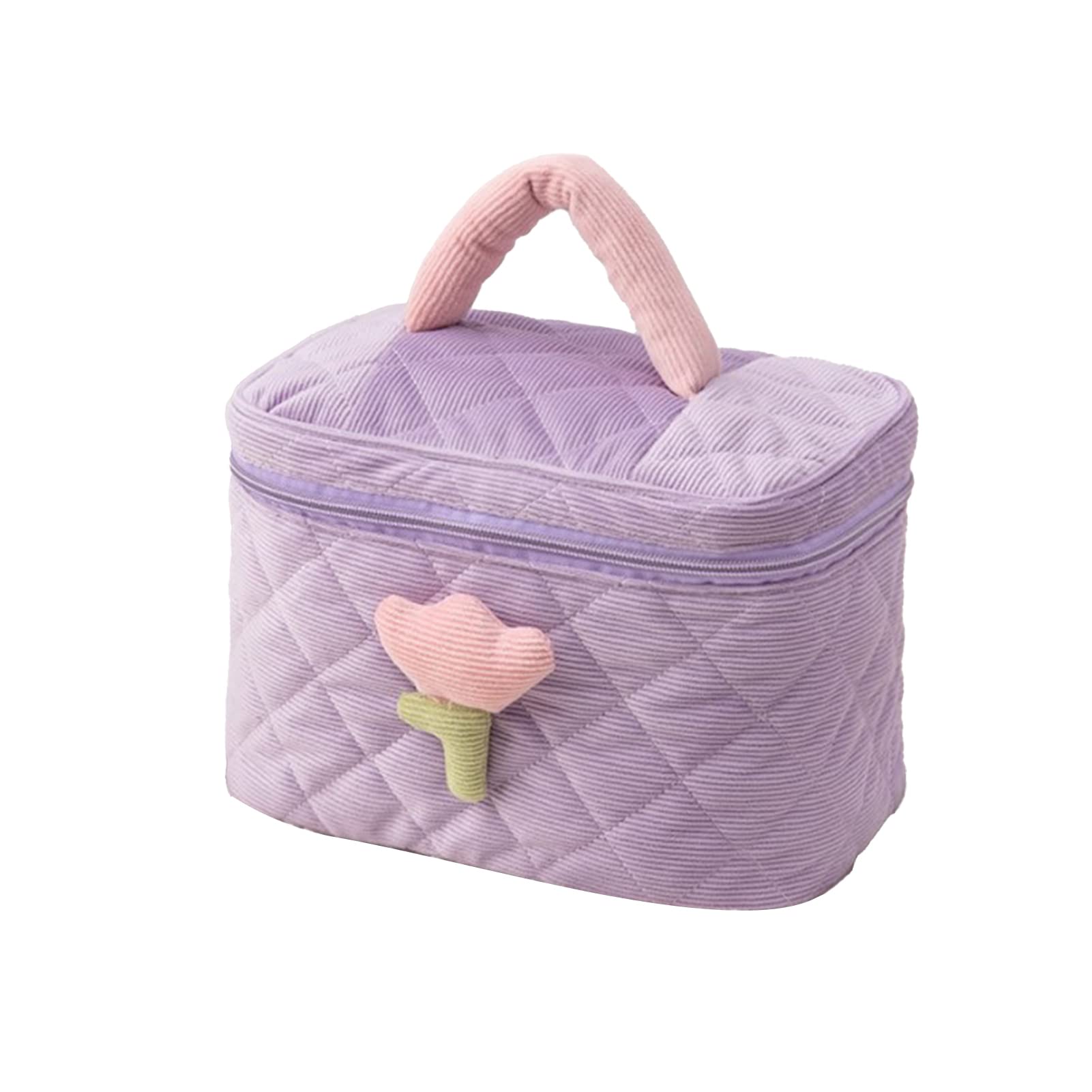 LEAQU Thickened Handle Makeup Bag - Large Capacity Cosmetic Organizer in Candy Colors (Purple) - Perfect for Travel, Gym & Daily Beauty Essentials Storage