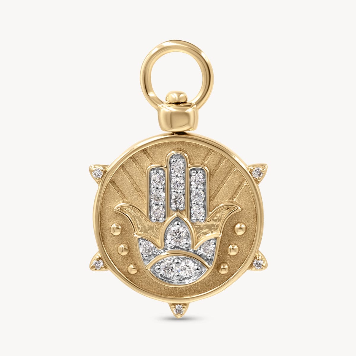Hamsa and Evil Eye Double Sided Charm Pendant - Spiritual Protection Jewelry for Necklace, Bracelet & Home Decor - Perfect for Meditation, Yoga & Positive Energy