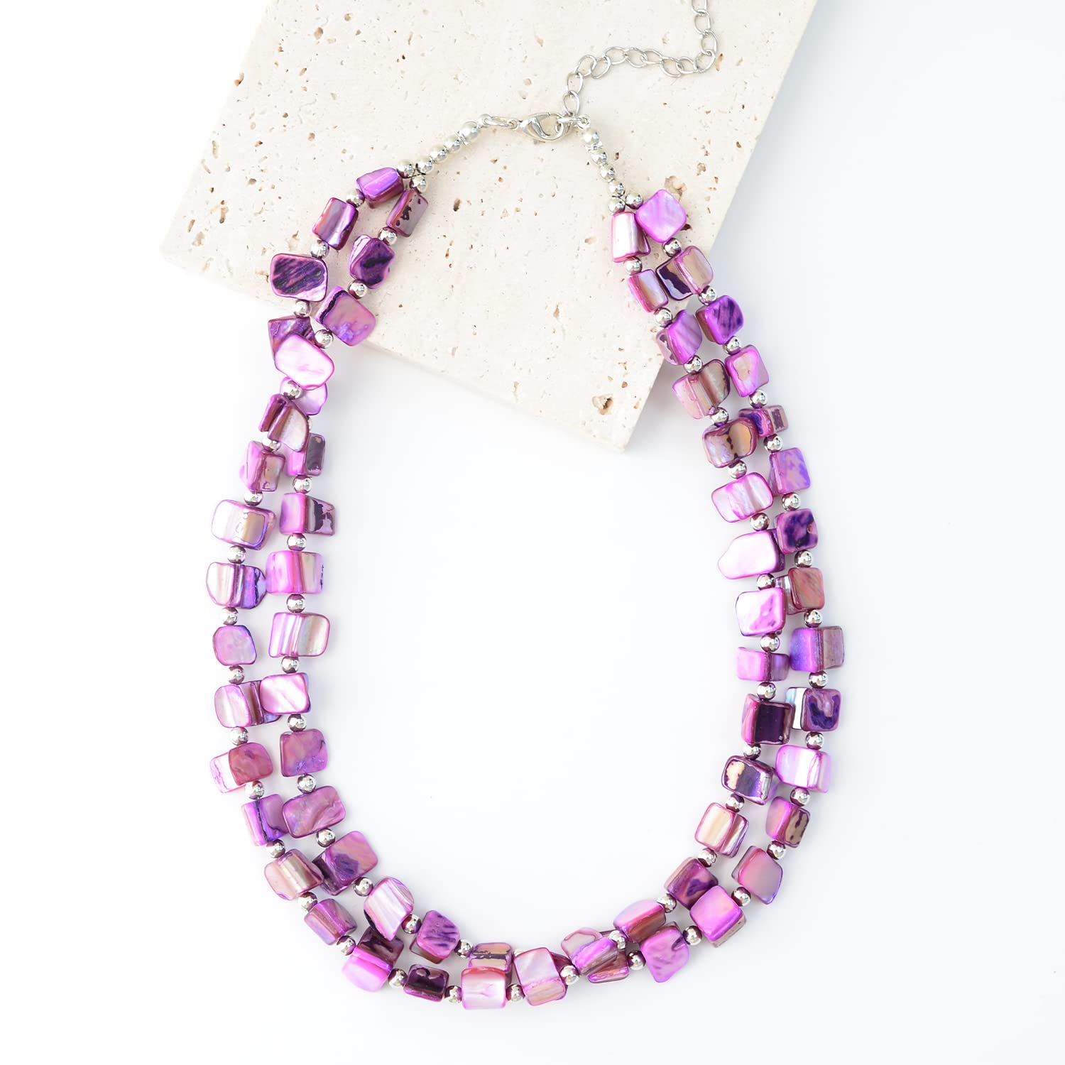 Boho Layered Shell Beaded Necklace - Handmade Colorful Beaded Choker for Women | Beach Vacation, Summer Festival & Boho Chic Outfit Jewelry