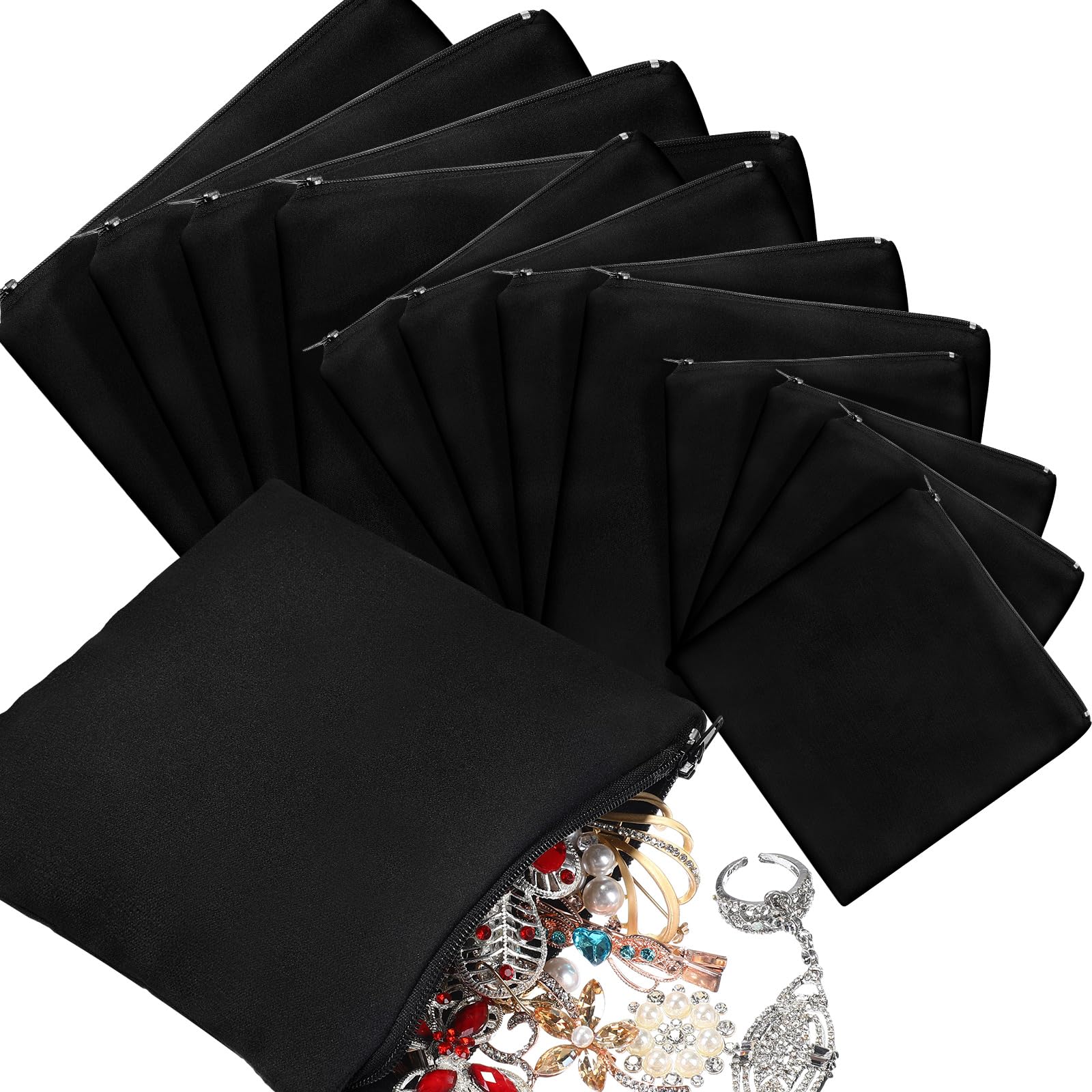 Reginary 12-Piece Zippered Silver Jewelry Storage Bags - Anti-Tarnish Protection Pouch for Necklaces, Bracelets & Earrings | Jewelry Organizer for Travel, Gift Packaging & Home Storage